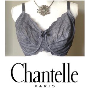 CHANTELLE Rive Gauche Bra UK 36F US 36G / 36DDDD in Dusty Blue/Greyish-Blue 3281